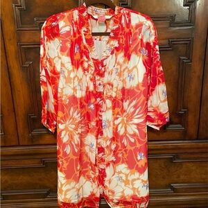 DVF Red Silk Floral Dresss size 0
